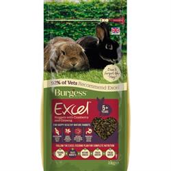 Burgess Excel Nuggets Rabbit Mature Cranberry & Ginseng. Kaninfoder til senior. 2 kg